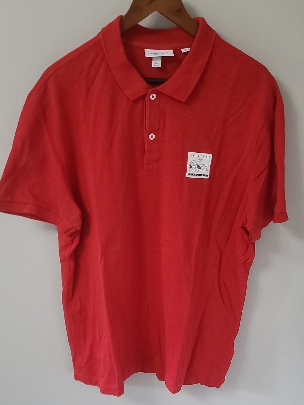 Lacoste Red Men's Short-Sleeve Polo with Chest Patch